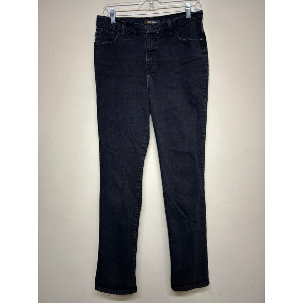 Lee Classic Fit Straight Leg Jeans Womens 8‎ Long Dark Wash Denim Work Casual